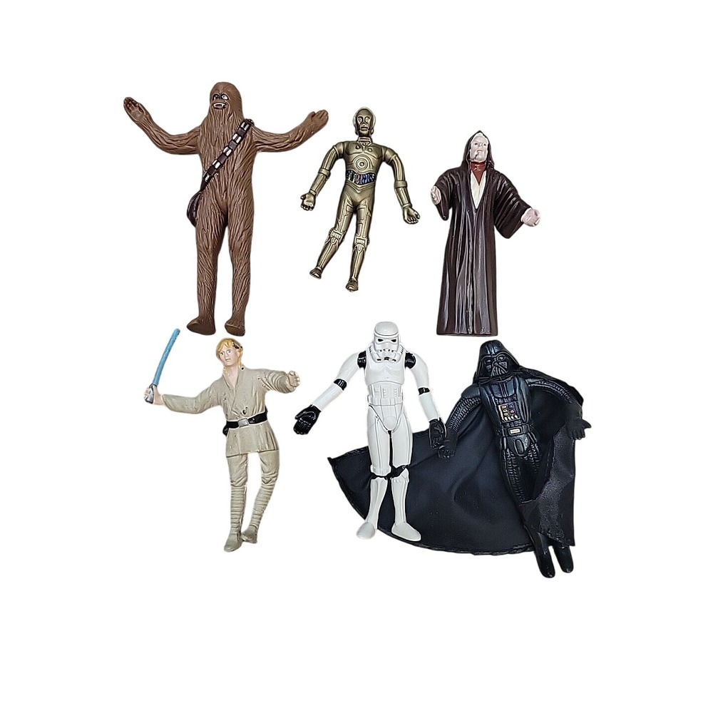 Vintage 1993 Star Wars Bendable Figures Lot Just Toys Vader Luke Chewbacca 6pc
